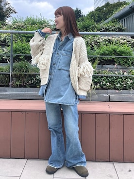 「Ungrid（アングリッド）のアイテム（カーディガン/ボレロ）」を使った、外薗杏奈さん（レディース・158cm）の秋コーディネート