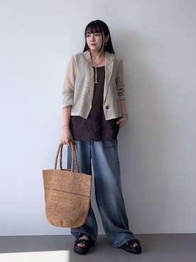 「BARNYARDSTORM（バンヤードストーム）のアイテム（パンツ）」を使った、mikuriさん（レディース・157cm）の春コーディネート