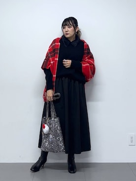 「TWEED MILL（ツイードミル）のアイテム」を使った、mikuriさん（レディース・157cm）の秋コーディネート
