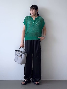 「アイテム（セットアップ）」を使った、mikuriさん（レディース・157cm）の春コーディネート