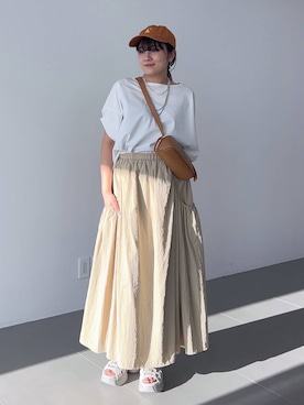 「BARNYARDSTORM（バンヤードストーム）のBARNYARDSTORM / スクエアリブタンクトップ / マシンウォッシャブル（その他トップス、ブラック系）」を使った、mikuriさん（レディース）の春コーディネート