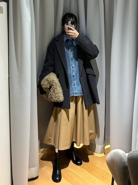 「アイテム（ピーコート）」を使った、mikuriさん（レディース・157cm・20代）の冬コーディネート