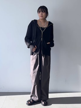 「BARNYARDSTORM（バンヤードストーム）のBARNYARDSTORM / スクエアリブタンクトップ / マシンウォッシャブル（その他トップス、ブラック系）」を使った、mikuriさん（レディース）の春コーディネート