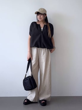 「アイテム（帽子）」を使った、mikuriさん（レディース・157cm）の春コーディネート