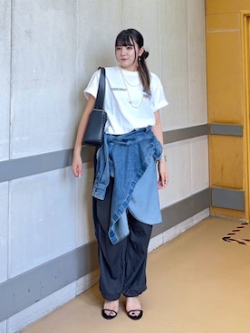 「アイテム（デニムジャケット）」を使った、mikuriさん（レディース・157cm）の夏コーディネート