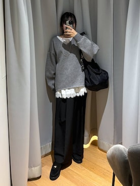 「BARNYARDSTORM（バンヤードストーム）のBARNYARDSTORM / 裾フリルブラウス / ハンドウォッシャブル 【YouTube「i.style closet」紹介アイテム】（シャツ/ブラウス）」を使った、mikuriさん（レディース・157cm）の冬コーディネート