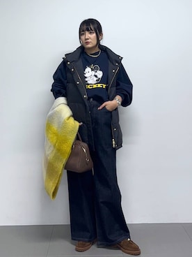 「アイテム（ストール/ショール）」を使った、mikuriさん（レディース・157cm）の秋コーディネート