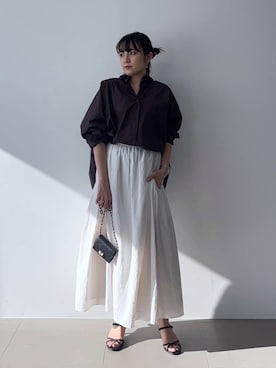 「BARNYARDSTORM（バンヤードストーム）のBARNYARDSTORM / スクエアリブタンクトップ / マシンウォッシャブル（その他トップス、ブラック系）」を使った、mikuriさん（レディース）の春コーディネート