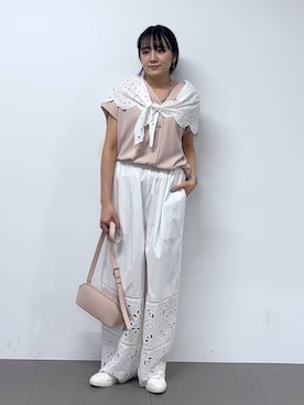 「BARNYARDSTORM（バンヤードストーム）のBARNYARDSTORM / スクエアリブタンクトップ / マシンウォッシャブル（その他トップス、ブラック系）」を使った、mikuriさん（レディース）の春コーディネート