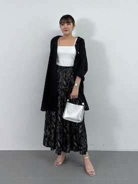 「BARNYARDSTORM（バンヤードストーム）のBARNYARDSTORM / ラインドローイングスカート【一部店舗限定】（スカート）」を使った、mikuriさん（レディース・157cm）の夏コーディネート