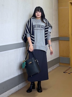 「アイテム（キーホルダー）」を使った、mikuriさん（レディース・157cm）の秋コーディネート