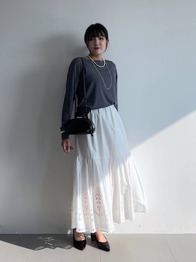 「BARNYARDSTORM（バンヤードストーム）のBARNYARDSTORM / バックストラップレザーパンプス（パンプス）」を使った、mikuriさん（レディース・157cm）の夏コーディネート