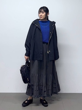 「BARNYARDSTORM（バンヤードストーム）のBARNYARDSTORM / ホールガーメントメッシュニット【『ネルソンさん』YouTubeご紹介アイテム】（ニット/セーター、ブルー系）」を使った、mikuriさん（レディース）の春コーディネート