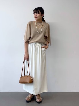 「BARNYARDSTORM（バンヤードストーム）のBARNYARDSTORM / スクエアリブタンクトップ / マシンウォッシャブル（その他トップス、ブラック系）」を使った、mikuriさん（レディース）の春コーディネート