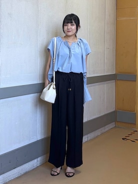 「BARNYARDSTORM（バンヤードストーム）のアイテム（スラックス）」を使った、mikuriさん（レディース・157cm）の夏コーディネート