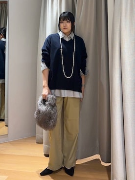 「アイテム（チノパンツ）」を使った、mikuriさん（レディース・157cm）の秋コーディネート