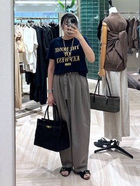 「BARNYARDSTORM（バンヤードストーム）のBARNYARDSTORM / BIGロゴＴシャツ/マシンウォッシャブル（Tシャツ/カットソー、ブルー系）」を使った、mikuriさん（レディース）の春コーディネート
