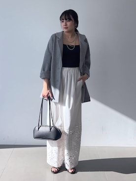 「BARNYARDSTORM（バンヤードストーム）のBARNYARDSTORM / スクエアリブタンクトップ / マシンウォッシャブル（その他トップス、ブラック系）」を使った、mikuriさん（レディース）の春コーディネート