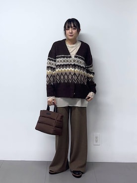 「BARNYARDSTORM（バンヤードストーム）のBARNYARDSTORM / 軽量2WAYパフトートBAG【撥水 / WEB限定カラー】（トートバッグ、ブラウン系）」を使った、mikuriさん（レディース）の秋コーディネート