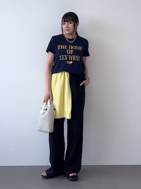 「BARNYARDSTORM（バンヤードストーム）のBARNYARDSTORM / BIGロゴＴシャツ/マシンウォッシャブル（Tシャツ/カットソー、ブルー系）」を使った、mikuriさん（レディース）の春コーディネート