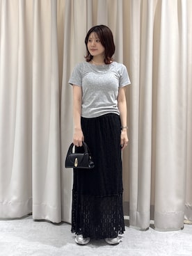 「FREE'S MART（フリーズマート）の◆針抜きテレコＴシャツタンクセット（Tシャツ/カットソー、グレー系）」を使った、serika79さん（レディース・151cm）の春コーディネート