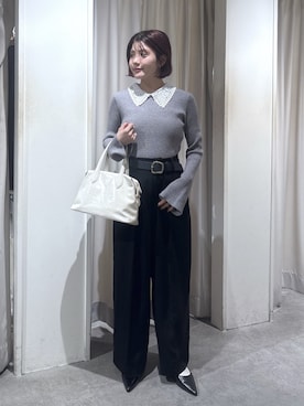 「アイテム（スラックス、ブラック系）」を使った、serika79さん（レディース・151cm）の秋コーディネート