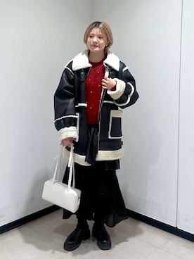 「お正月・初詣コーデ」｜「アイテム（ブルゾン）」を使った、serika79さん（レディース・151cm）の冬コーディネート