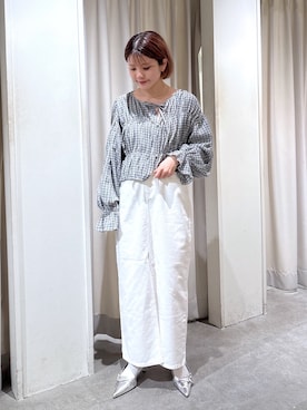 「アイテム（デニムスカート、ホワイト系）」を使った、serika79さん（レディース・151cm）の春コーディネート