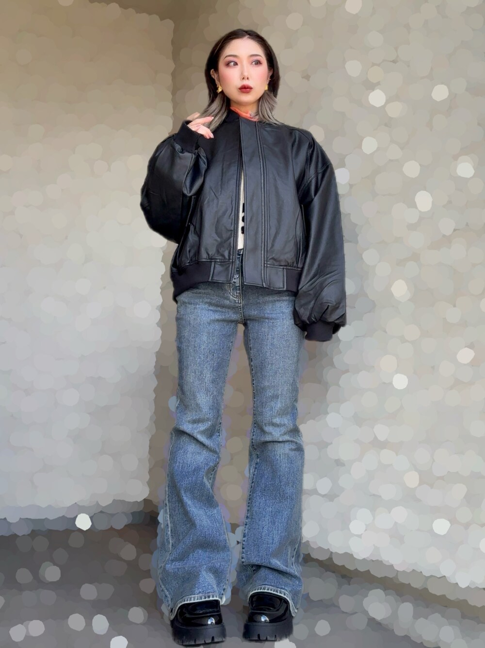 antiqua ヴィーガンレザー ショート丈ジャケット ヴィーガンレザーショート丈ジャケット（その他アウター