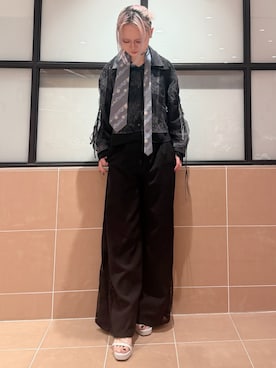 「ESPERANZA（エスペランサ）のクリアコンビミュール（サンダル、シルバー系）」を使った、MIGIさん（レディース・154cm）の春コーディネート