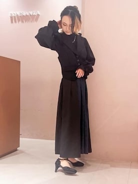「ESPERANZA（エスペランサ）の◆セパレートパンプス（パンプス、ブラック系）」を使った、MIGIさん（レディース・154cm）の夏コーディネート