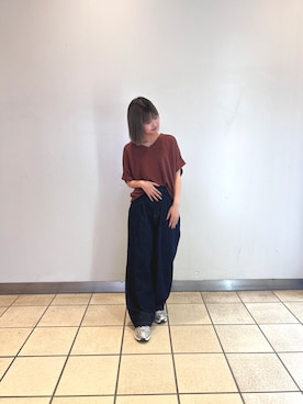 「ITEMS URBANRESEARCH（アイテムズ アーバンリサーチ）のVネックフレンチニット（ニット/セーター）」を使った、ナツキさん（レディース・156cm・10代）の秋コーディネート