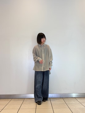 「ITEMS URBANRESEARCH（アイテムズ アーバンリサーチ）のシアーチェックオーバーシャツ（シャツ/ブラウス、ベージュ系）」を使った、natsukiさん（レディース・156cm）の夏コーディネート