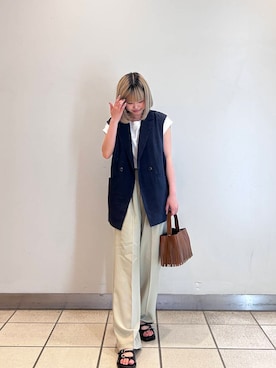 「ジレ」｜西村夏季さん（レディース・156cm）の夏コーディネート