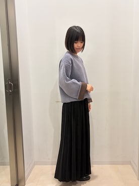「ITEMS URBANRESEARCH（アイテムズ アーバンリサーチ）の『洗濯可』ダブルフェイスモールニット（ニット/セーター、ブルー系）」を使った、natsukiさん（レディース・156cm）の秋コーディネート
