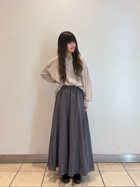 「ITEMS URBANRESEARCH（アイテムズ アーバンリサーチ）のシアーヨウリュウシャツ（シャツ/ブラウス、ピンク系）」を使った、ナツキさん（レディース・156cm）の春コーディネート