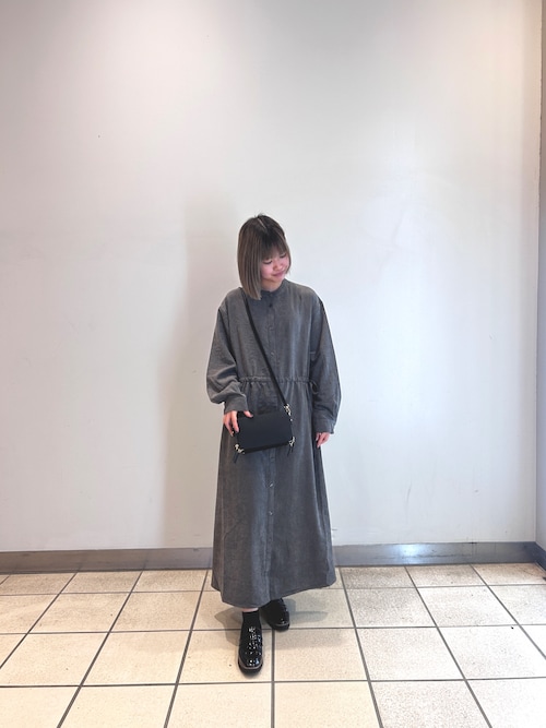 セール】『イージーケア』ウエストギャザーロングスリーブワンピース