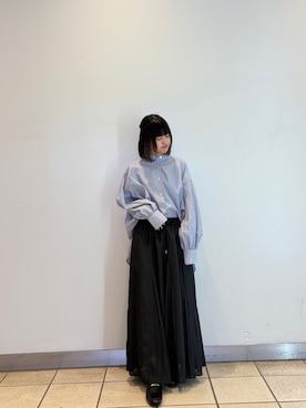 「ITEMS URBANRESEARCH（アイテムズ アーバンリサーチ）のボイルボリュームチュニック（シャツ/ブラウス、ブルー系）」を使った、ナツキさん（レディース・156cm）の春コーディネート