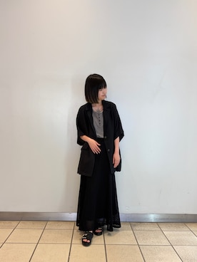 「ITEMS URBANRESEARCH（アイテムズ アーバンリサーチ）のシアードルマンジャケット（その他アウター、ブラック系）」を使った、natsukiさん（レディース・156cm）の夏コーディネート