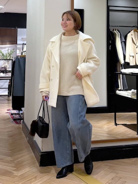 「アイテム（ピーコート）」を使った、haruさん（レディース・163cm）の冬コーディネート