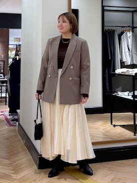 「A part by（アパートバイ）のＷライクテーラードスリットジャケット（テーラードジャケット）」を使った、haruさん（レディース・163cm）の秋コーディネート