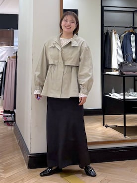 「A part by（アパートバイ）の【撥水加工付き】スタンドブルゾン（ブルゾン、グリーン系）」を使った、haruさん（レディース・163cm）の冬コーディネート