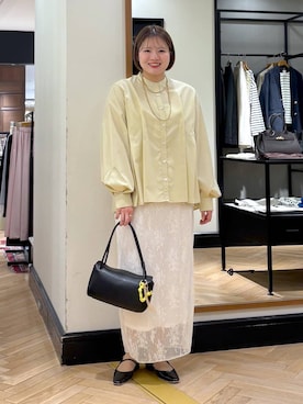 「LOWRYS FARM（ローリーズファーム）のステンレスロングネックレス　605355（ネックレス、ゴールド系）」を使った、haruさん（レディース・163cm）の冬コーディネート