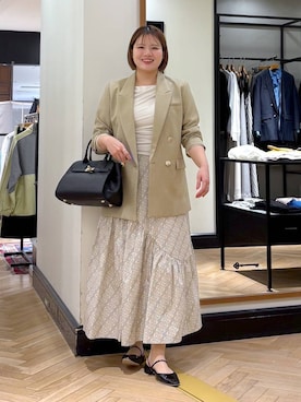 「A part by（アパートバイ）のLNTテーラードジャケット（テーラードジャケット、ベージュ系）」を使った、haruさん（レディース・163cm）の春コーディネート