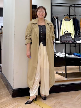 「A part by（アパートバイ）のスラックスコクーンボリュームパンツ（スラックス、ホワイト系）」を使った、haruさん（レディース・163cm）の春コーディネート