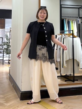 「A part by（アパートバイ）のナローストラップサンダル（サンダル、ブラック系）」を使った、haruさん（レディース・163cm）の夏コーディネート