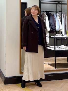 「アイテム（ピーコート）」を使った、haruさん（レディース・163cm）の秋コーディネート