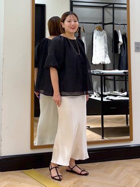 「A part by（アパートバイ）のバルーンドットブラウス（シャツ/ブラウス）」を使った、haruさん（レディース・163cm）の夏コーディネート