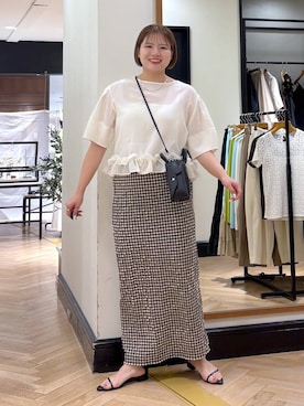 「A part by（アパートバイ）のナローストラップサンダル（サンダル、ブラック系）」を使った、haruさん（レディース・163cm）の夏コーディネート