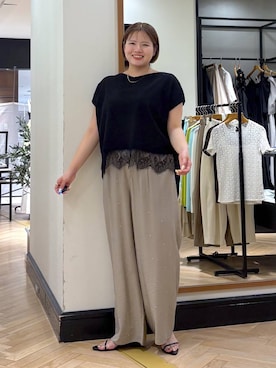 「A part by（アパートバイ）のナローストラップサンダル（サンダル、ブラック系）」を使った、haruさん（レディース・163cm）の夏コーディネート